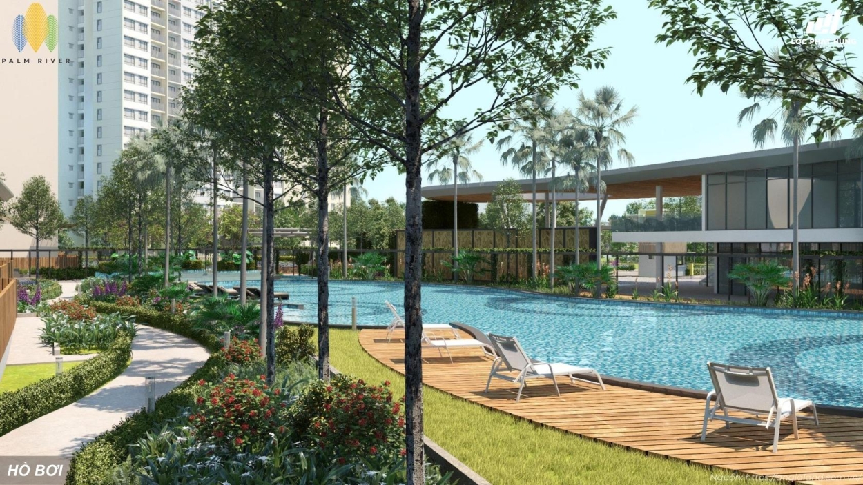 Tiện ích hồ bơi tràn bờ vô cực hướng view sông mát mẻ