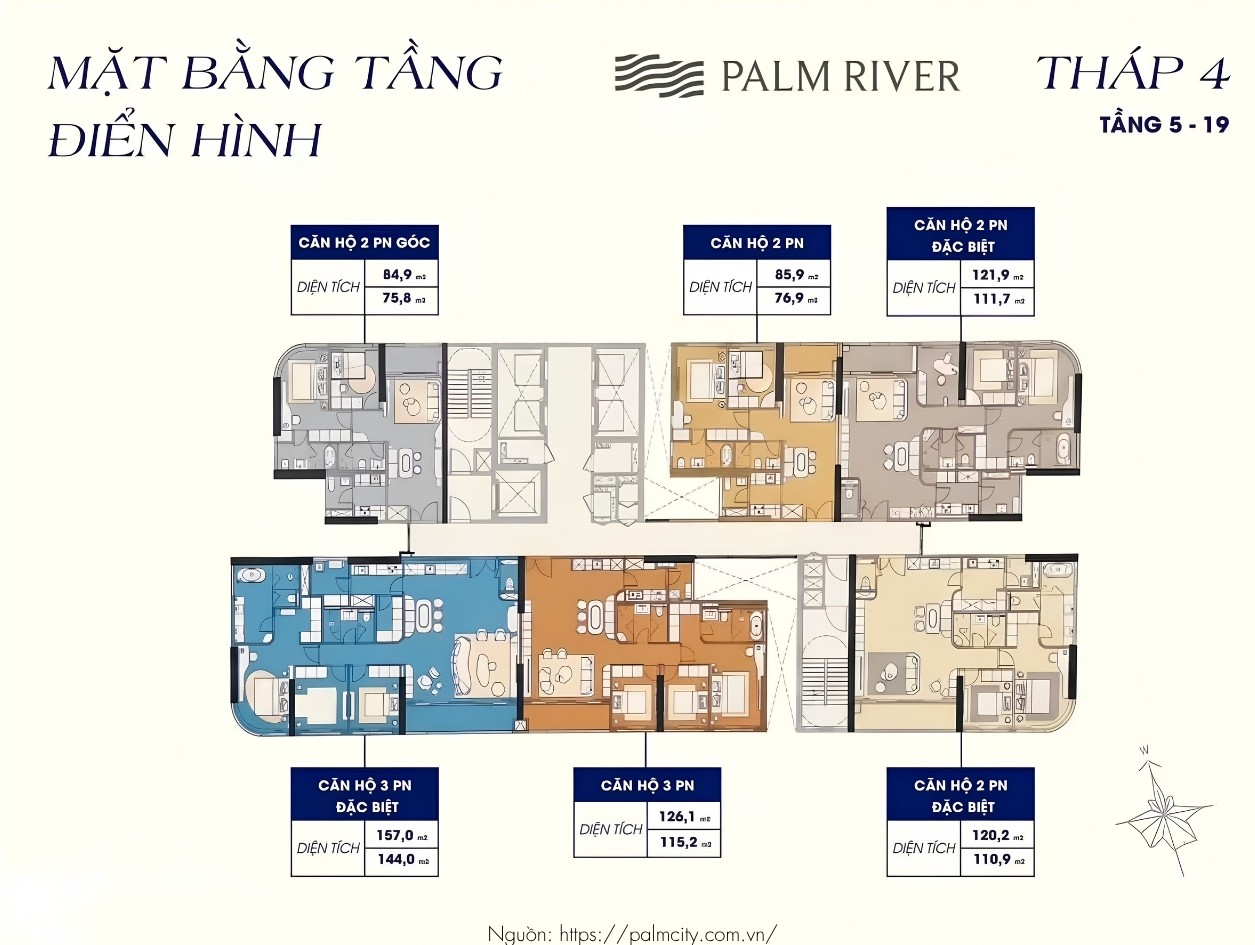 Mặt Bằng Tầng Điển Hình Tháp 4 Dự Án Palm River