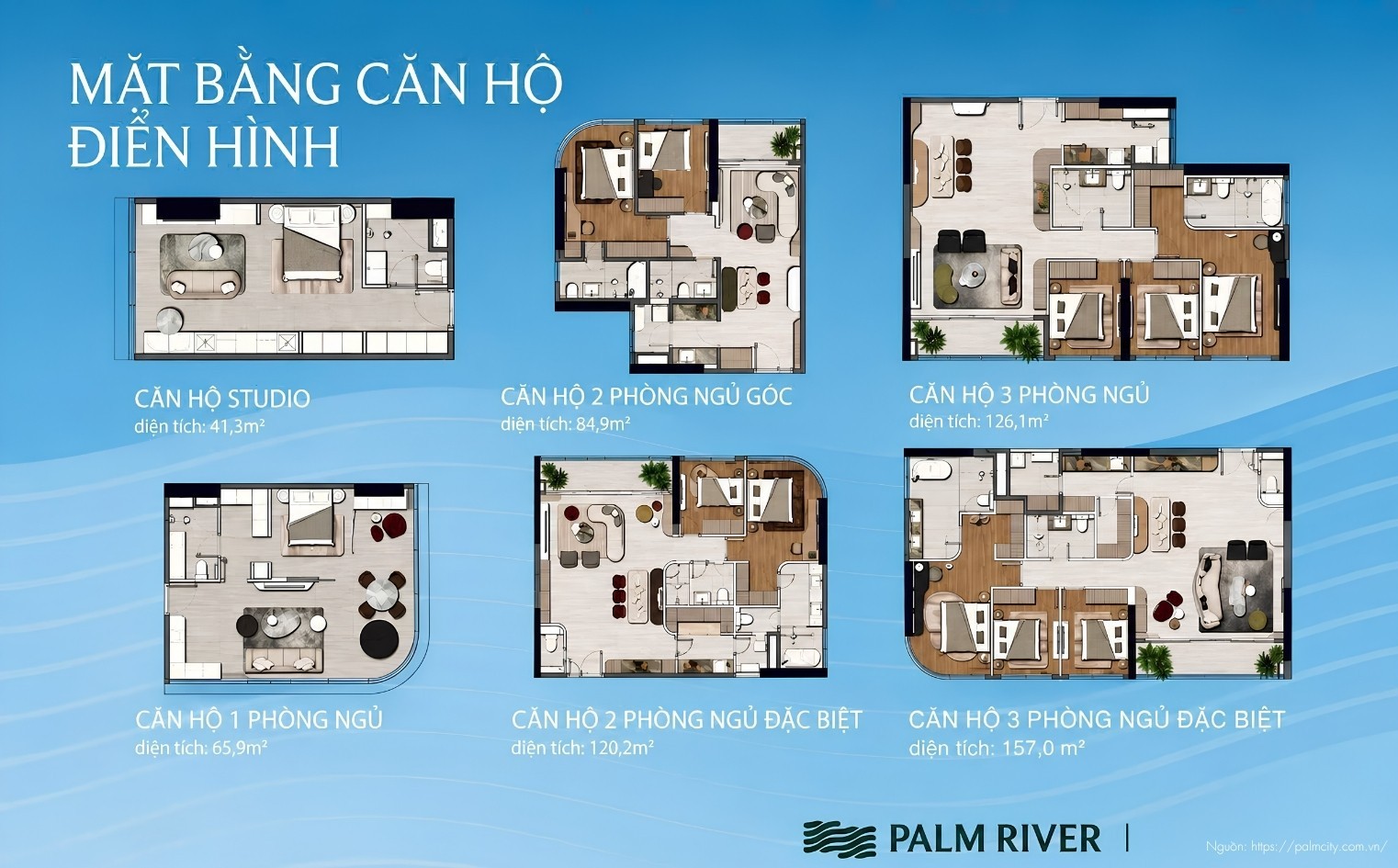 Mặt Bằng Căn Hộ Điển Hình Dự Án Palm River