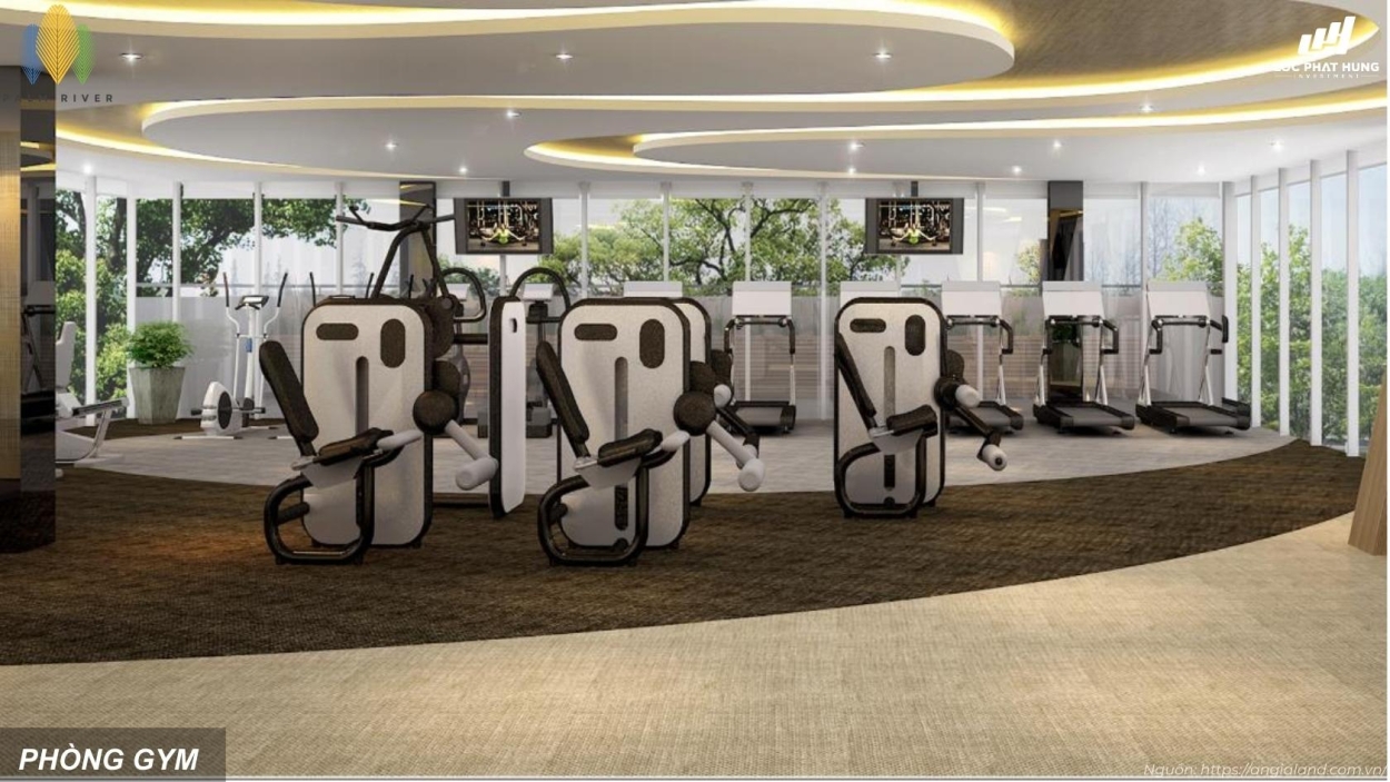 Phòng tập thể hình cao cấp hiện đại trang bị thiết bị tiêu chuẩn quốc tế