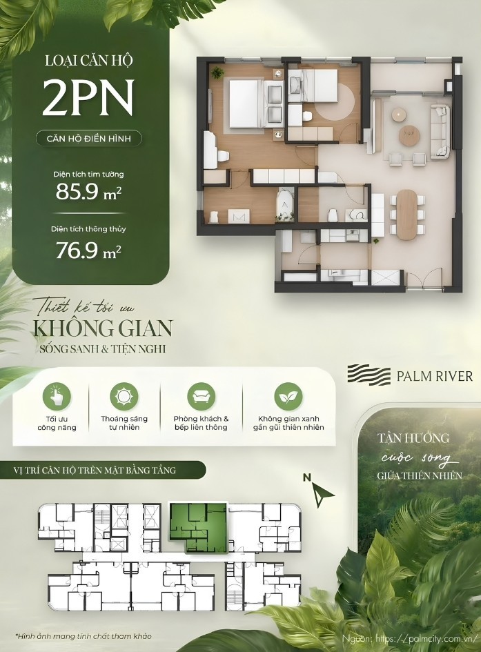 Thiết Kế Chi Tiết Căn Hộ 2PN Dự Án Palm River